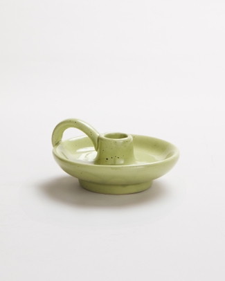 Traditional Ceramic Taper Holder Green