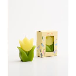 Tulip Flower Unscented Candle Yellow 9.5cm