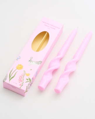 Twisted Unscented Taper Candles Pink 2PK