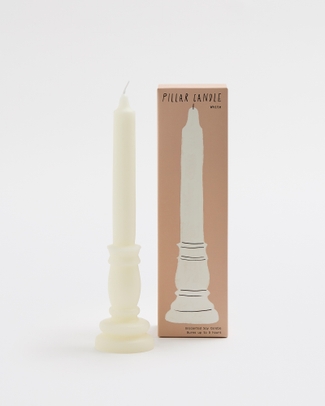White Free Standing Pillar Soy  Candle 5hr