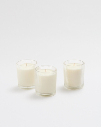 Unscented Votive Candle Trio Ribbed Glass